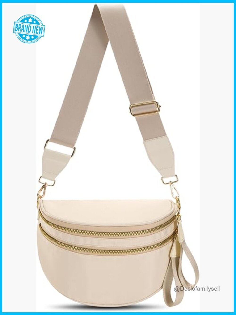 Checkered Crossbody Bag Large Nylon Sling Handbag Water Resistant Fanny Pack